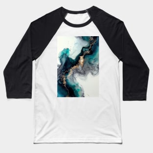 Crystal Clear Aqua - Abstract Alcohol Ink Resin Art Baseball T-Shirt